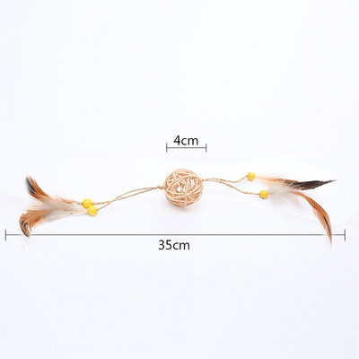 Macskajáték Háziállat Rattan labda Macskajáték Vicces műtollas Macskalabda Önfeledten szórakoztat Cica Interaktív labdajátékkal játszik macskakellékekhez