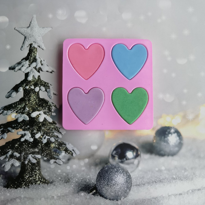 4 üreg szív geometria szilikon szappan forma szilikon torta tepsi Muffin csésze mousse forma szappan barkács Sütőeszközök