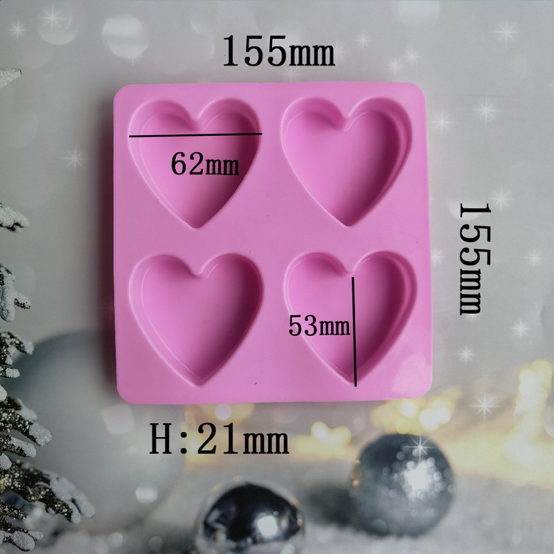 4 üreg szív geometria szilikon szappan forma szilikon torta tepsi Muffin csésze mousse forma szappan barkács Sütőeszközök