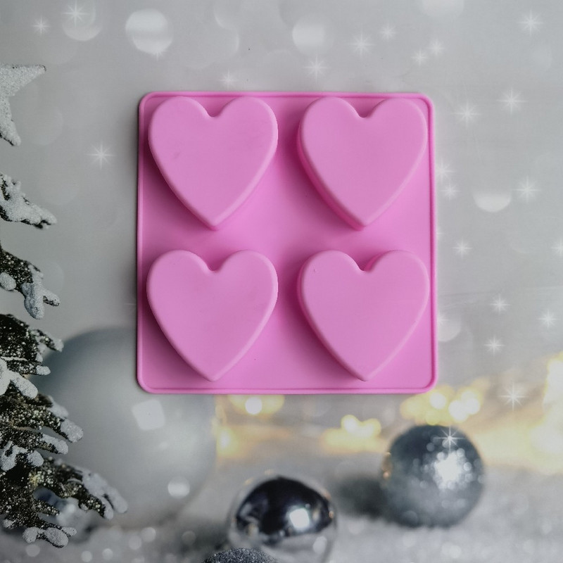 4 üreg szív geometria szilikon szappan forma szilikon torta tepsi Muffin csésze mousse forma szappan barkács Sütőeszközök