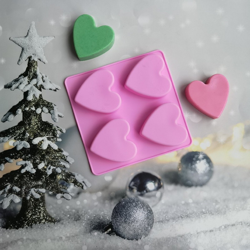 4 üreg szív geometria szilikon szappan forma szilikon torta tepsi Muffin csésze mousse forma szappan barkács Sütőeszközök