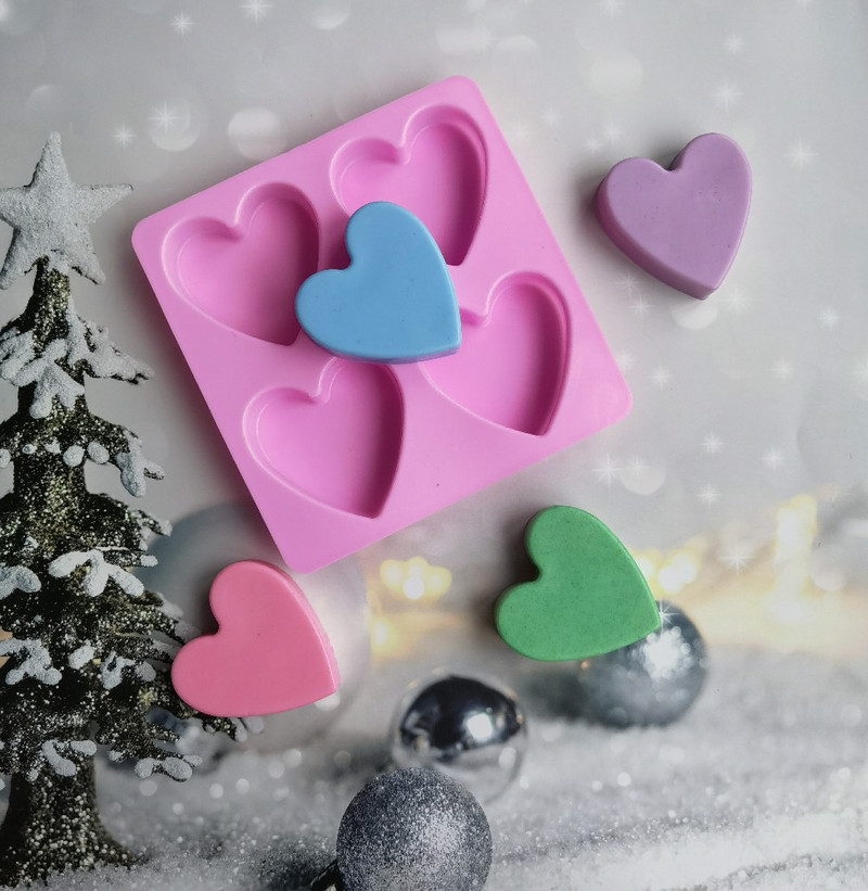 4 üreg szív geometria szilikon szappan forma szilikon torta tepsi Muffin csésze mousse forma szappan barkács Sütőeszközök