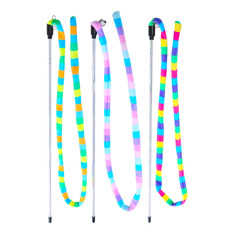 Macskajátékok Szivárványcsíkok Vicces macskabot csengővel, interaktív játék kisállatkellékek macskajátékok interaktív macskajáték féreg zsinóron