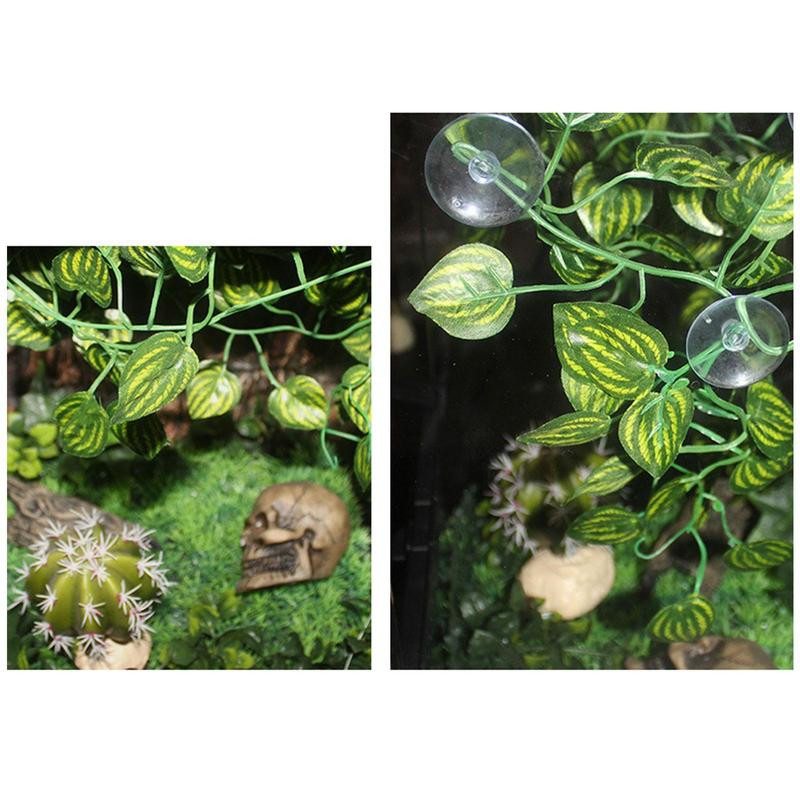 Mesterséges trópusi növények hüllők mesterséges levelek trópusi növények szőlő tartály levelek dekor valósághű vízálló növények tartály