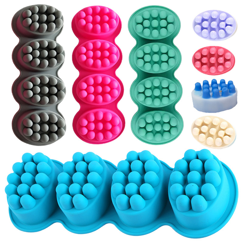 Új 3D kézzel készített szilikon szappan formák Masszázs terápia bár formázó tálca forma szerszámok barkács ovális formájú szappanok gyanta kézművesség