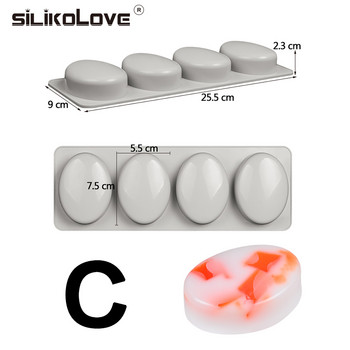 SILIKOLOVE Направи си сам силиконова форма за сапун за ръчно изработени форми за правене на сапун 3D форма Овални кръгли квадратни форми за сапуни Забавни подаръци