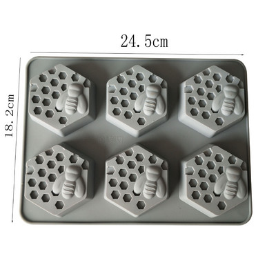 6 auku Mesilaste muster Silikoonist seebivormid DIY seebi valmistamise komplektid Käsitsi valmistatud küünlakoogi šokolaadivahuvorm Kodu käsitöökaunistus