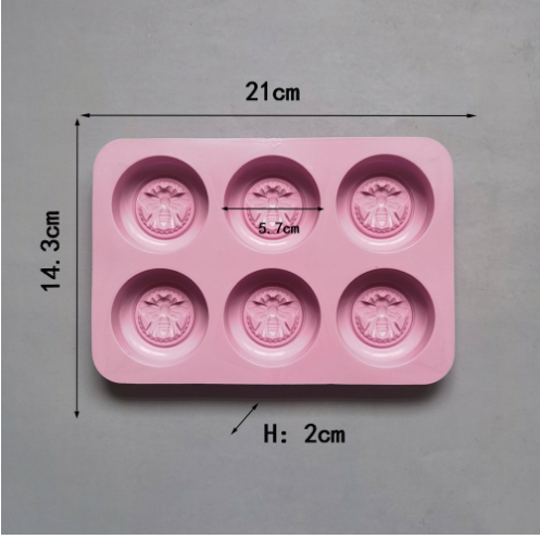 6 auku Mesilaste muster Silikoonist seebivormid DIY seebi valmistamise komplektid Käsitsi valmistatud küünlakoogi šokolaadivahuvorm Kodu käsitöökaunistus