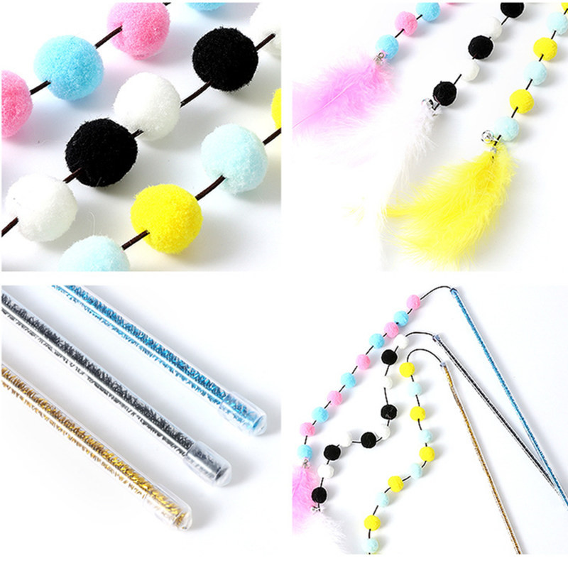 Macskajáték Pompon Macskajátékok Interaktív tollas játékok macskáknak ugrató Tartós macskajáték Játszóbot Plüsslabda Kisállatkellékek Gatos