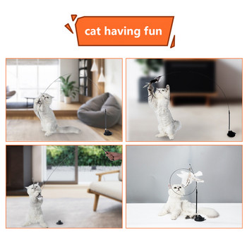 Cat Teaser Simulation Bird Interactive Toy Funny Feather Bird with Bell για γατάκι που παίζει ραβδί με αξεσουάρ Sucker Toy Cat