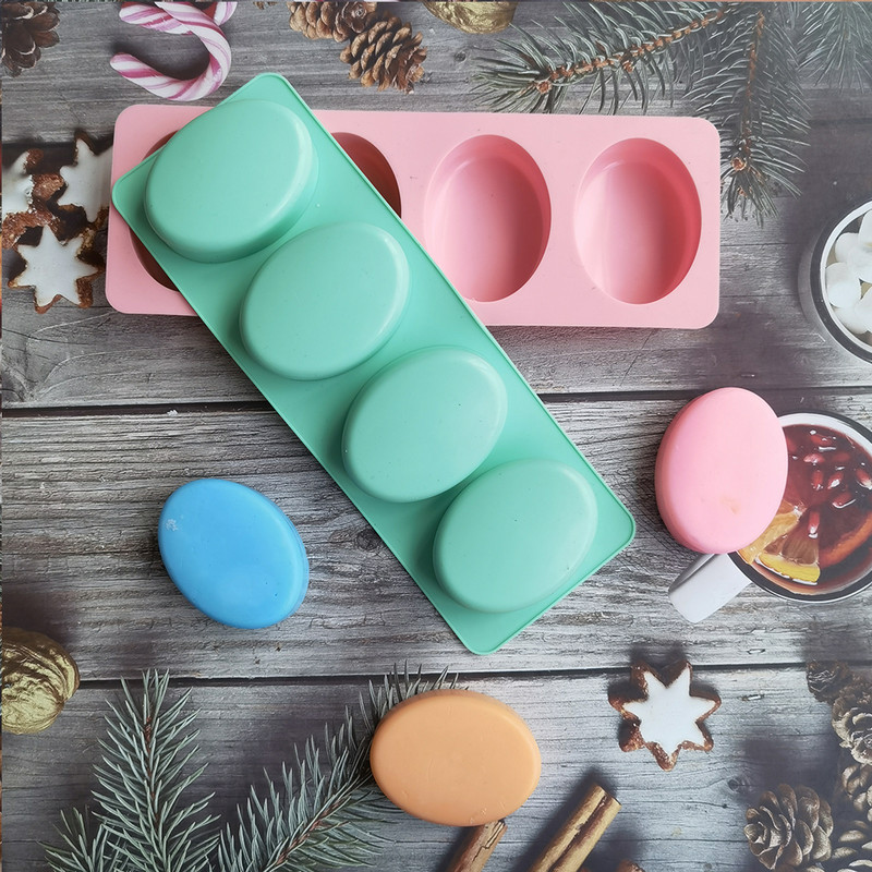 4 üreges multifunkcionális ovális szappanforma szappankészítéshez szilikon szappanforma torta tepsi formák barkácsolás szappankészítési kellékek