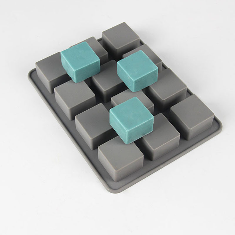 1 db szilikon szappanforma 12 üreges négyzet alakú szappanforma barkácsolás, kézzel készített szilikon sütőforma szappankészítéshez