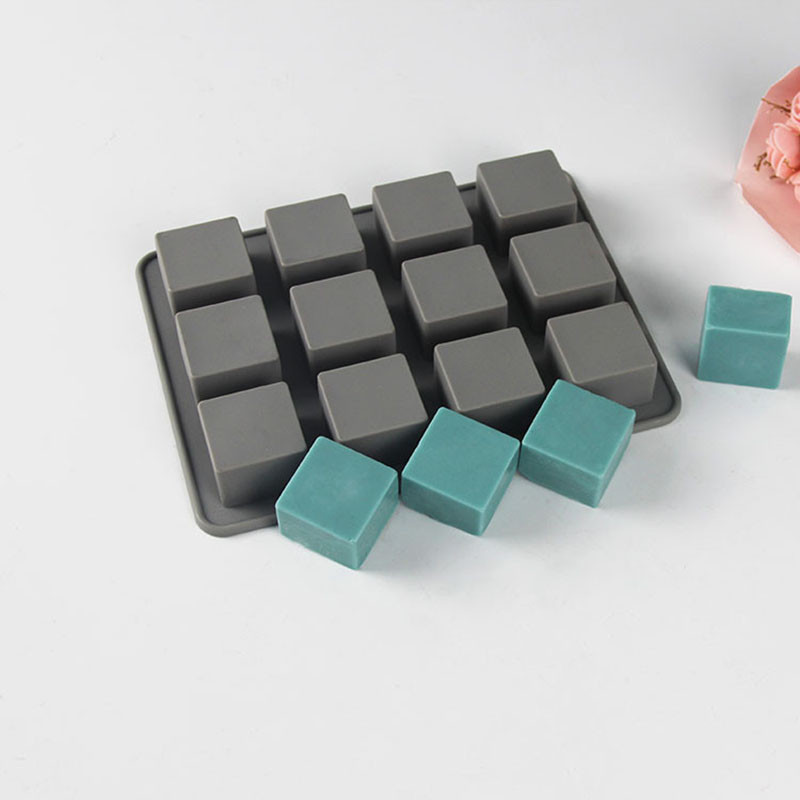 1 db szilikon szappanforma 12 üreges négyzet alakú szappanforma barkácsolás, kézzel készített szilikon sütőforma szappankészítéshez