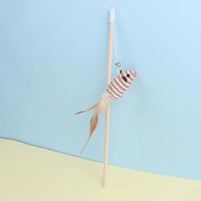 Macskatoll egér Vicces bot csengővel, lógó műegerekkel kötekedik, szórakoztató cicabotos játék Interaktív horgászbot macskáknak