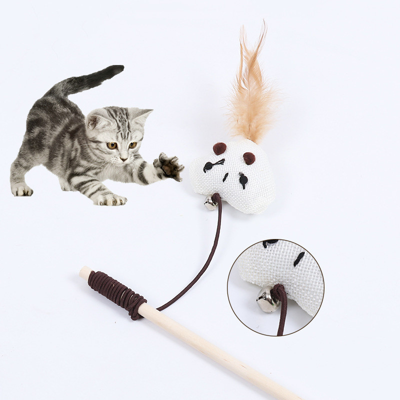 Macskatoll egér Vicces bot csengővel, lógó műegerekkel kötekedik, szórakoztató cicabotos játék Interaktív horgászbot macskáknak