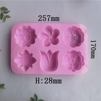 6 Τρύπες Tulips Flower Sap Soap Mold DIY Χειροποίητο Σαπούνι Καλούπι σιλικόνης για Σαπουνοποιία Φοντάν Εργαλεία Φόρμα για κέικ Προμήθειες παρασκευής σαπουνιού