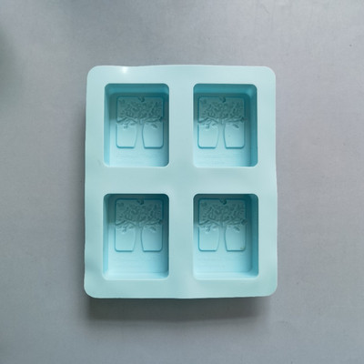 Szilikon szappanforma DIY kézzel készített kézműves 3D szappanforma szilikon fa alakú négyszögletes 4 formájú szappanforma szappankészítéshez