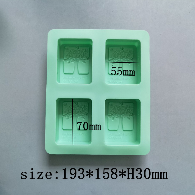 Szilikon szappanforma DIY kézzel készített kézműves 3D szappanforma szilikon fa alakú négyszögletes 4 formájú szappanforma szappankészítéshez
