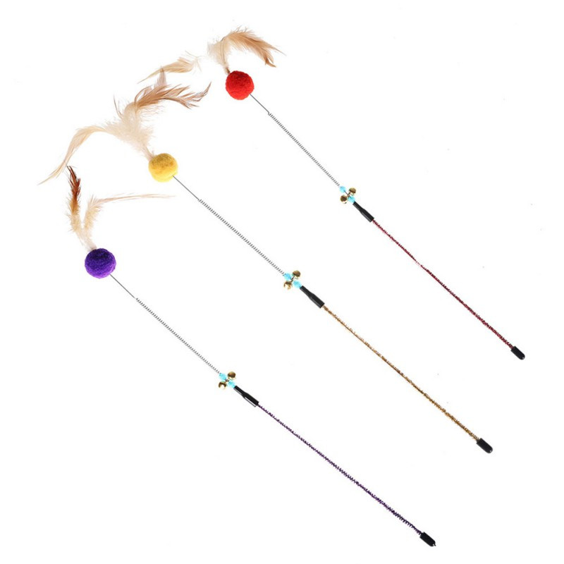 1db Új kisállat macska játék akril tavaszi szőrlabda ugrató toll bot tapadókorong csengőrugós egérrel macska kellékek kisállat termékek