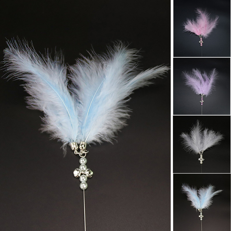 1 db macska ugrató toll játékok cica Vicces színes rúd macska pálca játékok műanyag kisállat macska játékok Interaktív bot kisállat macska kellékek