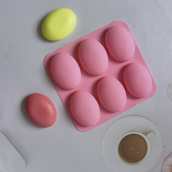 1 бр. Овална силиконова форма с 6 кухини 3D ръчно изработени форми за сапун Силиконови форми за сапун Инструменти за декорация на торти Нетоксична силиконова форма за сапун
