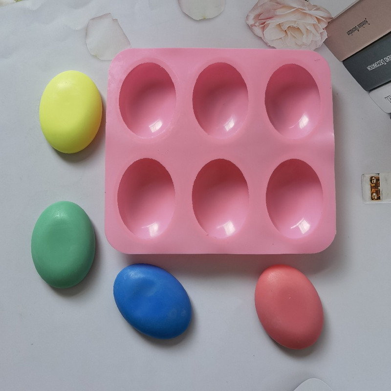 1 db 6 üreges ovális szilikon forma 3D kézzel készített szappan formák szappan szilikon formák tortadíszítő eszközök nem mérgező szappan forma szilikon