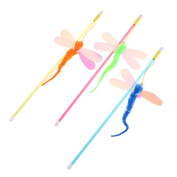 Dragonfly Cat Toy Κρεμαστό Αυτόματο Διαδραστικό παιχνίδι γάτας Funny Mouse Toy Cat Stick with Bell Toy Kitten Παίξτε Funny Stick Toy Cat