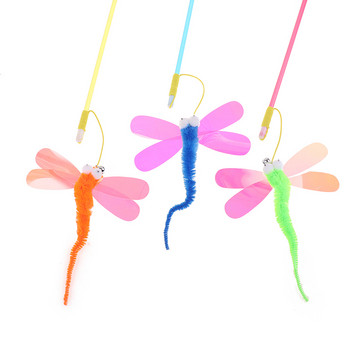 Dragonfly Cat Toy Κρεμαστό Αυτόματο Διαδραστικό παιχνίδι γάτας Funny Mouse Toy Cat Stick with Bell Toy Kitten Παίξτε Funny Stick Toy Cat