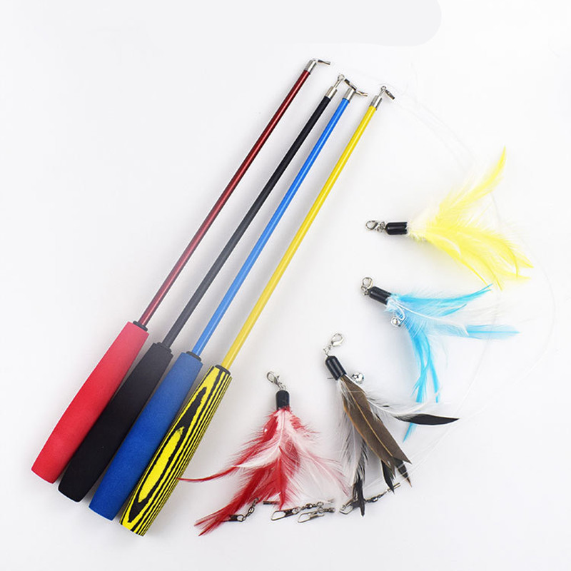 Behúzható macska toll pálca toll kötekedő macskajáték bot utántöltő interaktív elkapó kötekedő macska toll horgászbot vicces macska