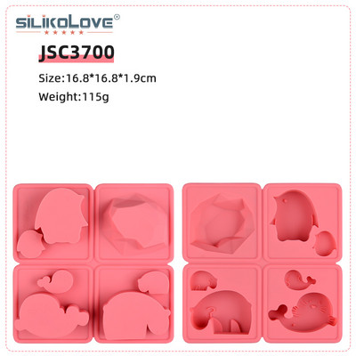 4 üreges rajzfilm alakú szappanforma szilikon forma barkácsoláshoz kézzel készített szappankészítéshez állatokhoz madár kutya macska bagoly disznó kacsa bálna tigris