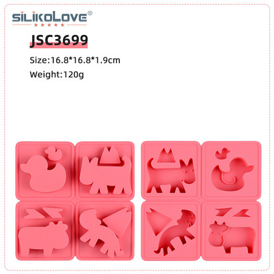 4 üreges rajzfilm alakú szappanforma szilikon forma barkácsoláshoz kézzel készített szappankészítéshez állatokhoz madár kutya macska bagoly disznó kacsa bálna tigris