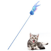 1 vnt Kačių erzinimo lazdelė Dirbtinių plunksnų blizgučiai kačiuko žaislas katės pom pom rutulinis žaislas naminių gyvūnėlių žaislas kačiuko erzintuvas lazdelės naminių gyvūnėlių dresavimo žaislas katėms