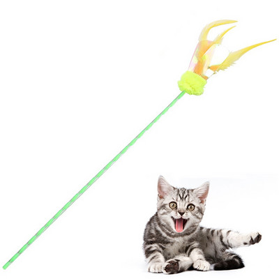 1 vnt Kačių erzinimo lazdelė Dirbtinių plunksnų blizgučiai kačiuko žaislas katės pom pom rutulinis žaislas naminių gyvūnėlių žaislas kačiuko erzintuvas lazdelės naminių gyvūnėlių dresavimo žaislas katėms