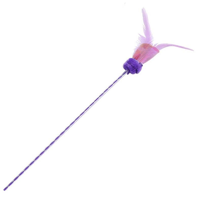 1 vnt Kačių erzinimo lazdelė Dirbtinių plunksnų blizgučiai kačiuko žaislas katės pom pom rutulinis žaislas naminių gyvūnėlių žaislas kačiuko erzintuvas lazdelės naminių gyvūnėlių dresavimo žaislas katėms