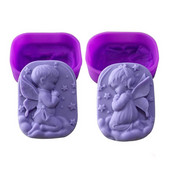 Gyertyaforma fiú angyal/lány angyal fondant torta díszítő szilikon barkács kézzel készített szappanforma lila