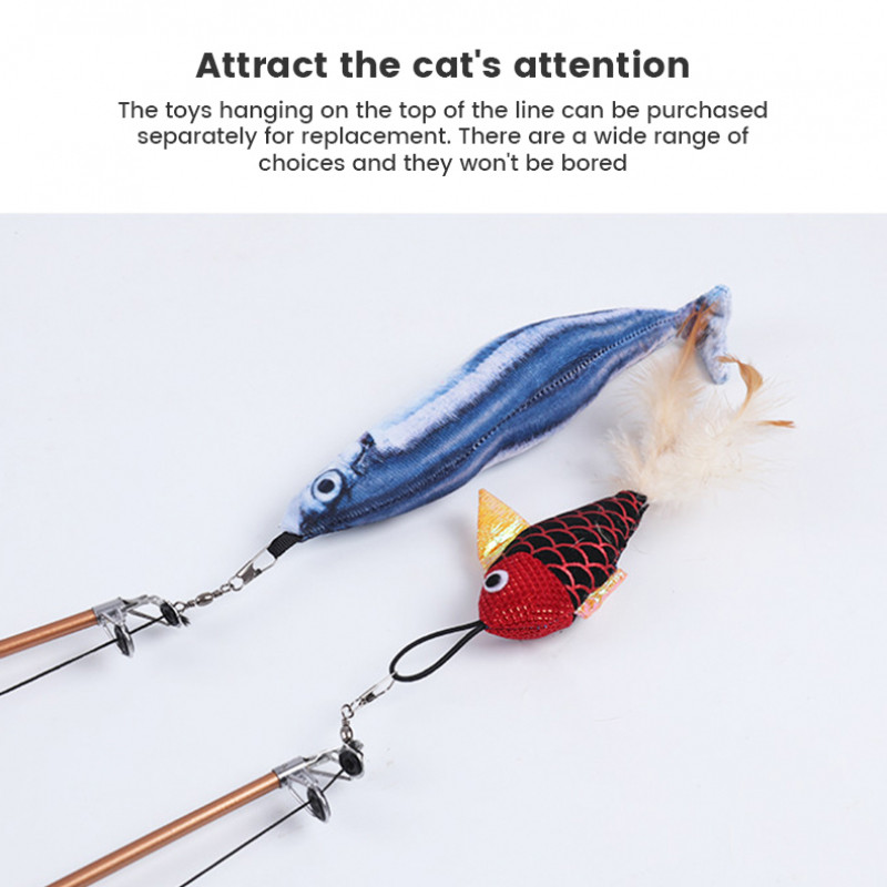 Behúzható horgászbot toll pálca macska interaktív játék hal kötekedő bot toll interakció az unalom enyhítésére, kisállat termékek