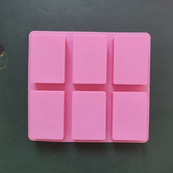 Силиконови форми за сапун с 6 кухини с квадратна правоъгълна форма Ръчно изработена форма за сапун за правене на сапун Инструменти с флорални мотиви