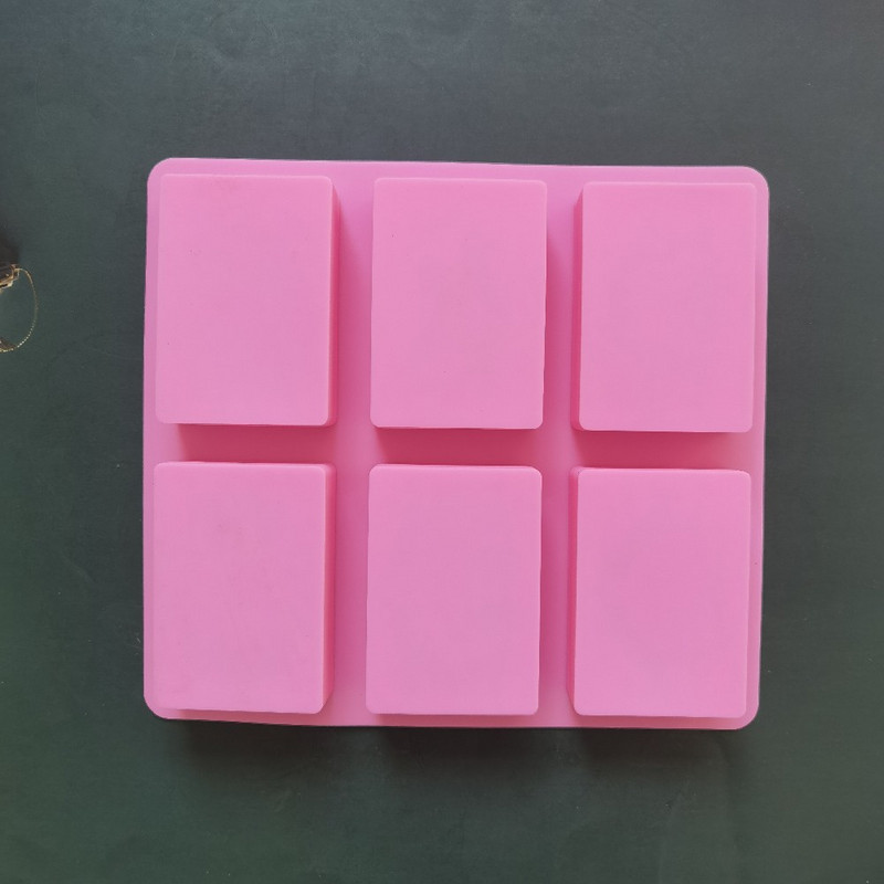 6 üreges szilikon szappanforma négyzet alakú téglalap alakú, kézzel készített szappanforma szappankészítéshez virágmintás eszközök