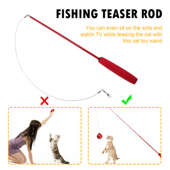 Пръчки за закачка за котки, интерактивна прибираща се въдица за риболов, играчки за въдица за закачки за котки