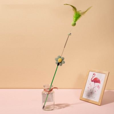 Cats Teaser interaktív játékrúd Vicces cica macska teaser interaktív játékrúd csengővel és tollas játékokkal kisállat macskáknak játékbot