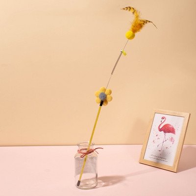 Cats Teaser interaktív játékrúd Vicces cica macska teaser interaktív játékrúd csengővel és tollas játékokkal kisállat macskáknak játékbot