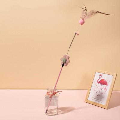 Cats Teaser interaktív játékrúd Vicces cica macska teaser interaktív játékrúd csengővel és tollas játékokkal kisállat macskáknak játékbot