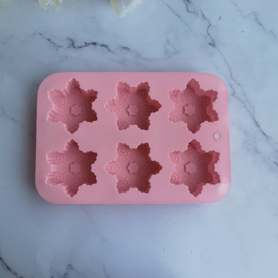 6 üreges karácsonyi hópehely formájú szilikon tortaforma sütés díszítő forma barkács kézzel készített csokoládé szappan forma