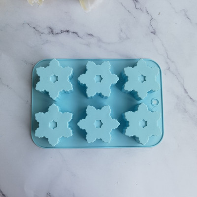 6 üreges karácsonyi hópehely formájú szilikon tortaforma sütés díszítő forma barkács kézzel készített csokoládé szappan forma