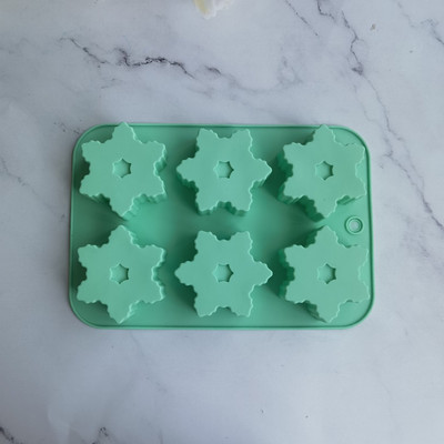 6 üreges karácsonyi hópehely formájú szilikon tortaforma sütés díszítő forma barkács kézzel készített csokoládé szappan forma