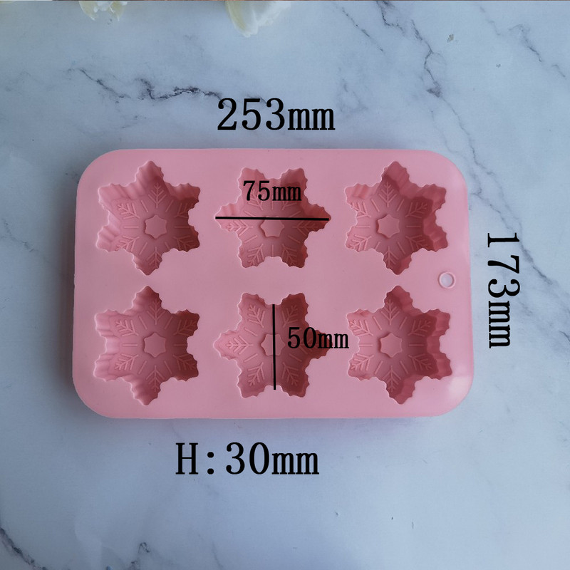 6 üreges karácsonyi hópehely formájú szilikon tortaforma sütés díszítő forma barkács kézzel készített csokoládé szappan forma