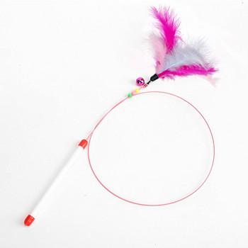 Funny Cat Stick Color Feather Bell Sounding Toy Cat Rod Pet Cat Toy Wire Teaser Cat Stick Interactive Kitten Toy Wand Jouet Chat