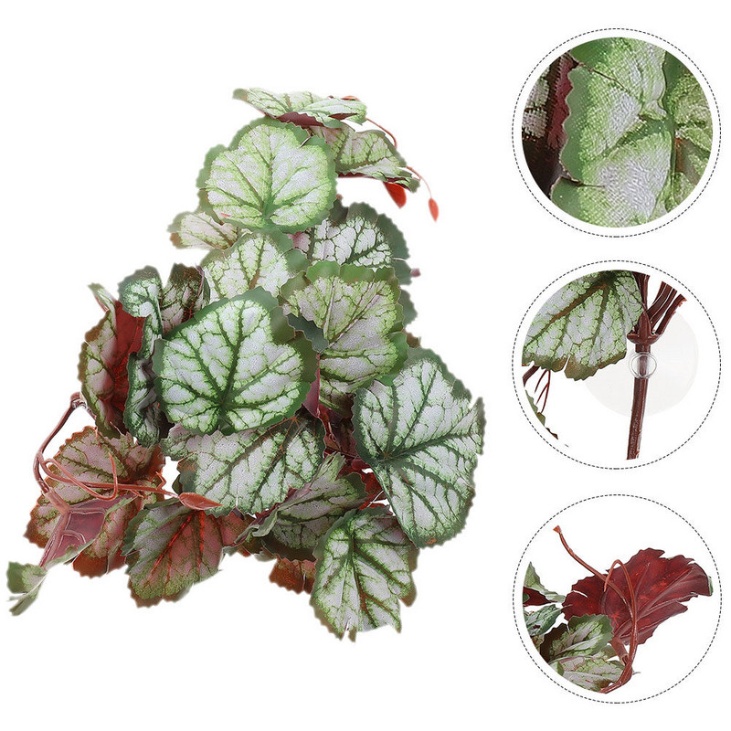 Tapadókorongok Lógó Növények Élethű medálok Hüllők Dekoráció Hamis Akvárium Terrárium Faux Beltéri