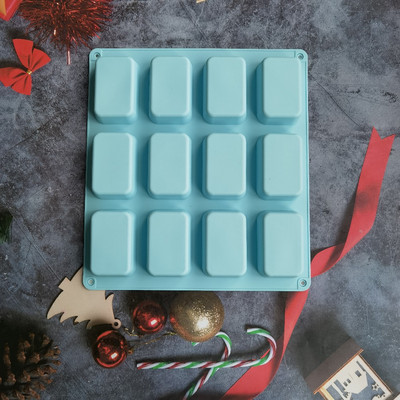 12 üreges szilikon forma szappankészítéshez Sima szappanforma, téglalap, barkácsolás, kézzel készített szappanforma tálcás forma