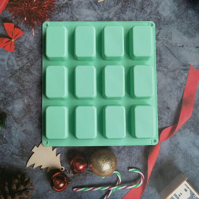 12 üreges szilikon forma szappankészítéshez Sima szappanforma, téglalap, barkácsolás, kézzel készített szappanforma tálcás forma